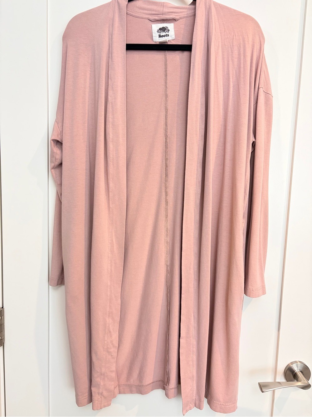 Roots Pink TENCEL Lyocell Long Open Front Cardigan Duster XS